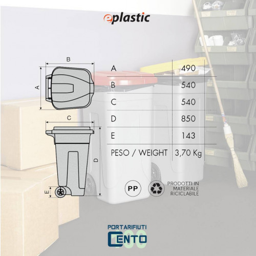 Set 2 bidoni 100 litri per raccolta...