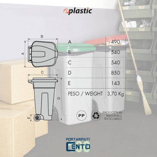 Set 2 bidoni 100 litri per raccolta...