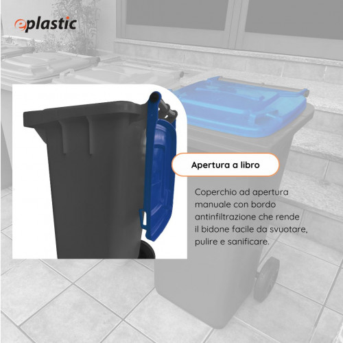 Bidone carrellato bicolor 120 litri per...