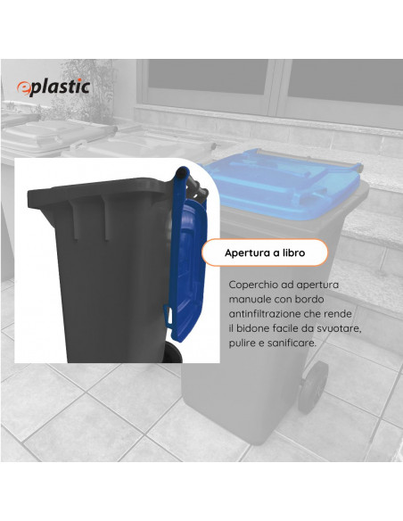 Bidone carrellato bicolor 120 litri per raccolta differenziata