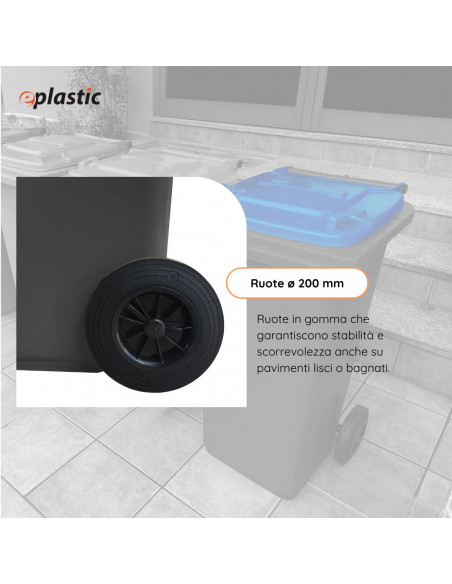 Bidone carrellato bicolor 120 litri per raccolta differenziata
