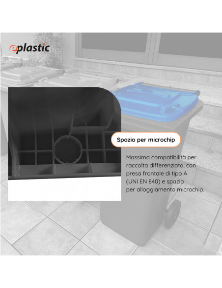 Bidone carrellato bicolor 120 litri per raccolta differenziata