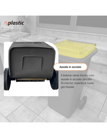 Bidone carrellato bicolor 120 litri per raccolta differenziata