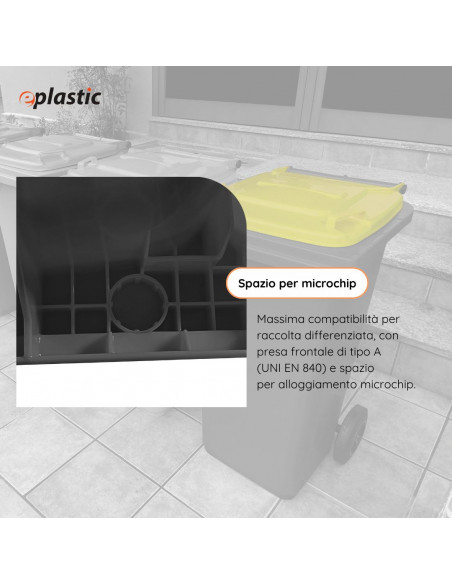 Bidone carrellato bicolor 120 litri per raccolta differenziata