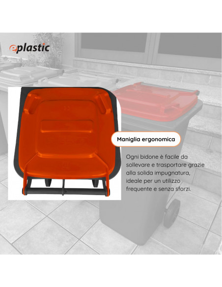 Bidone carrellato bicolor 120 litri per raccolta differenziata