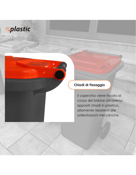 Bidone carrellato bicolor 120 litri per raccolta differenziata