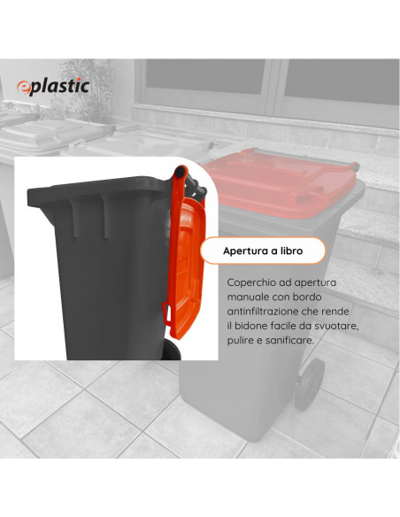 Bidone carrellato bicolor 120 litri per raccolta differenziata