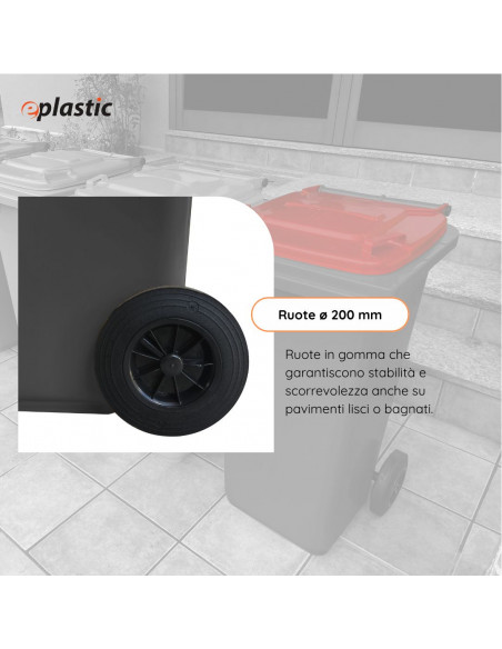 Bidone carrellato bicolor 120 litri per raccolta differenziata