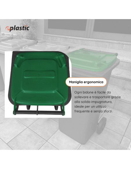 Bidone carrellato bicolor 120 litri per raccolta differenziata