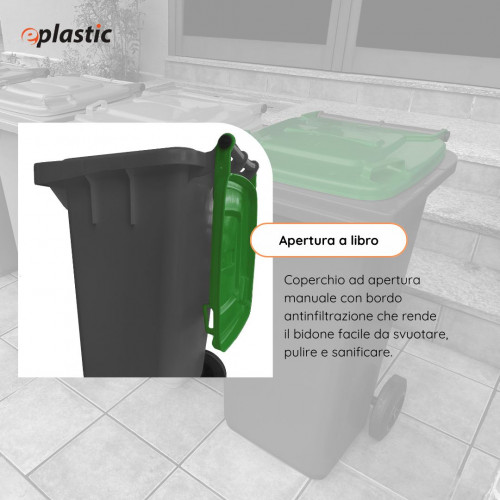 Bidone carrellato bicolor 120 litri per...