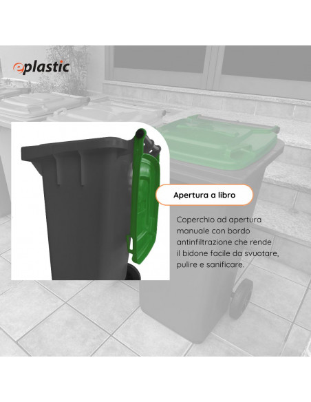 Bidone carrellato bicolor 120 litri per raccolta differenziata