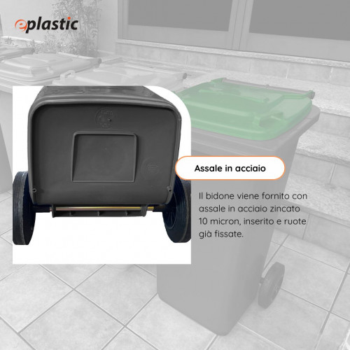 Bidone carrellato bicolor 120 litri per...