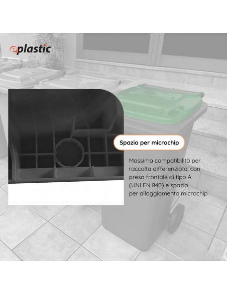 Bidone carrellato bicolor 120 litri per raccolta differenziata