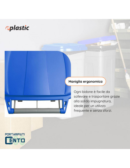 Bidone 100 litri bicolor con ruote per raccolta differenziata