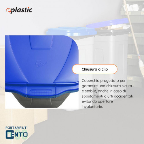 Bidone 100 litri bicolor con ruote per raccolta...