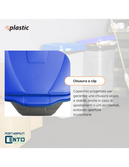 Bidone 100 litri bicolor con ruote per raccolta differenziata