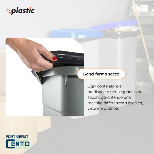 Bidone 100 litri bicolor con ruote per raccolta...