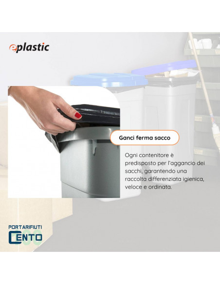 Bidone 100 litri bicolor con ruote per raccolta differenziata