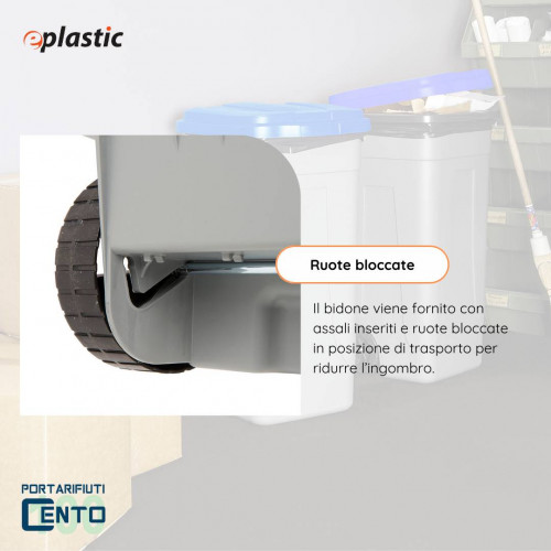 Bidone 100 litri bicolor con ruote per raccolta...