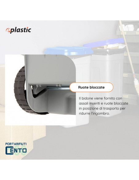 Bidone 100 litri bicolor con ruote per raccolta differenziata