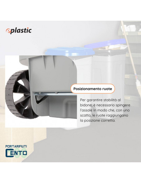 Bidone 100 litri bicolor con ruote per raccolta differenziata