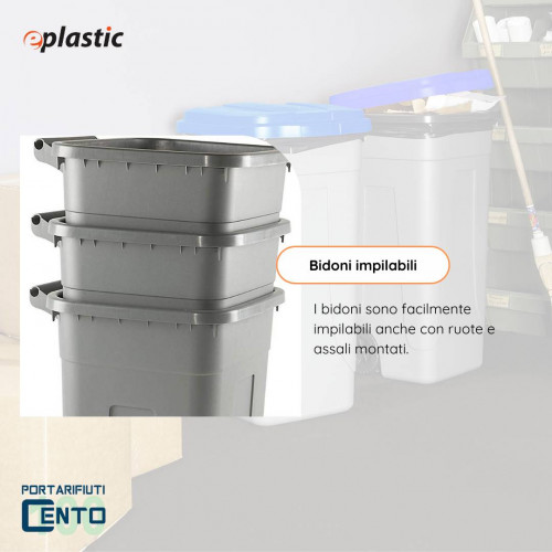 Bidone 100 litri bicolor con ruote per raccolta...