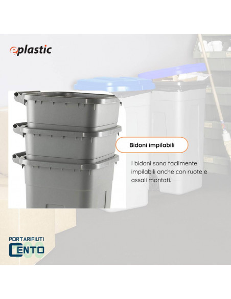 Bidone 100 litri bicolor con ruote per raccolta differenziata