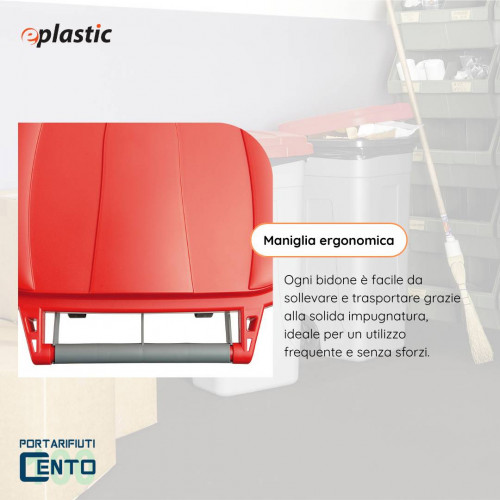 Bidone 100 litri bicolor con ruote per raccolta...