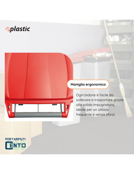 Bidone 100 litri bicolor con ruote per raccolta differenziata