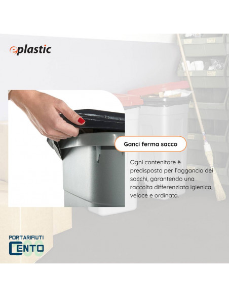 Bidone 100 litri bicolor con ruote per raccolta differenziata