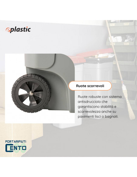 Bidone 100 litri bicolor con ruote per raccolta differenziata