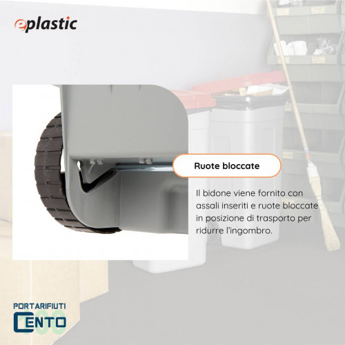 Bidone 100 litri bicolor con ruote per raccolta...