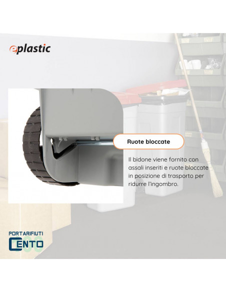 Bidone 100 litri bicolor con ruote per raccolta differenziata