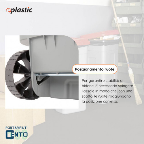 Bidone 100 litri bicolor con ruote per raccolta...