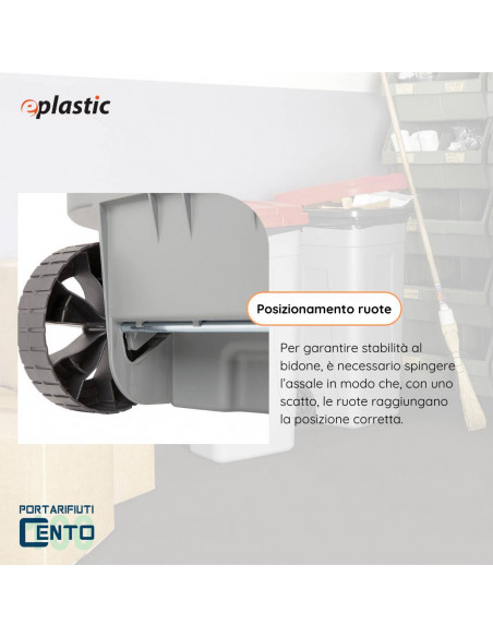Bidone 100 litri bicolor con ruote per raccolta differenziata
