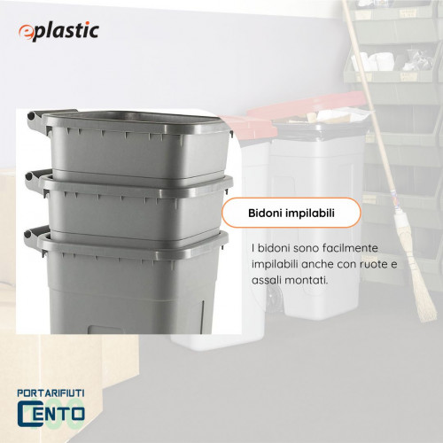 Bidone 100 litri bicolor con ruote per raccolta...