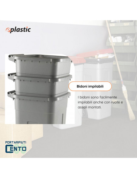 Bidone 100 litri bicolor con ruote per raccolta differenziata