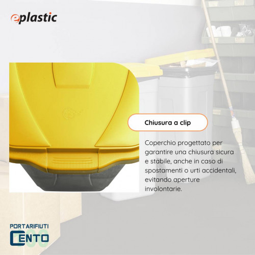 Bidone 100 litri bicolor con ruote per raccolta...