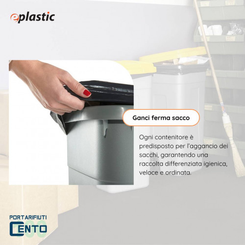 Bidone 100 litri bicolor con ruote per raccolta...