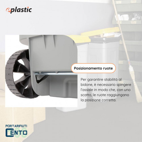 Bidone 100 litri bicolor con ruote per raccolta...