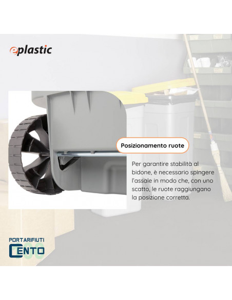 Bidone 100 litri bicolor con ruote per raccolta differenziata