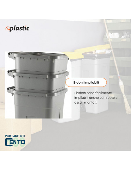 Bidone 100 litri bicolor con ruote per raccolta differenziata