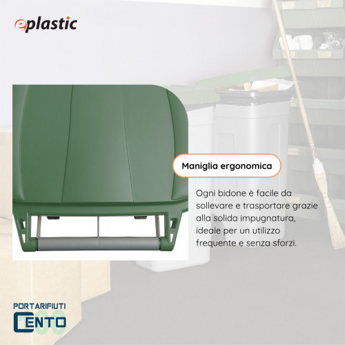 Bidone 100 litri bicolor con ruote per raccolta...