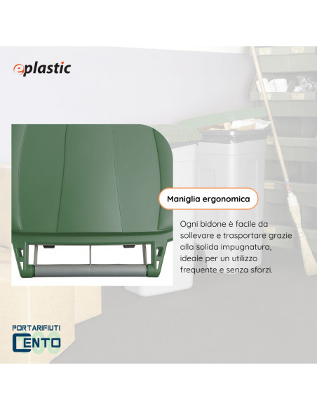 Bidone 100 litri bicolor con ruote per raccolta differenziata