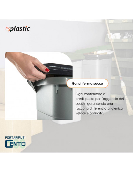 Bidone 100 litri bicolor con ruote per raccolta differenziata