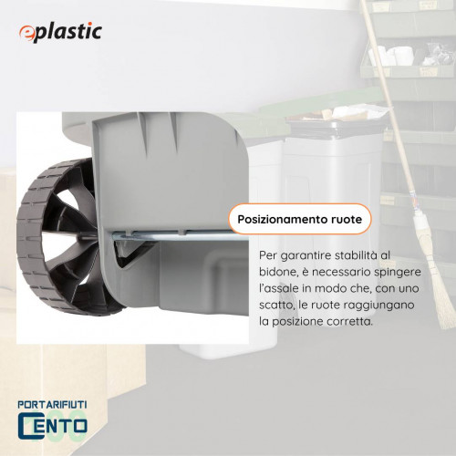 Bidone 100 litri bicolor con ruote per raccolta...