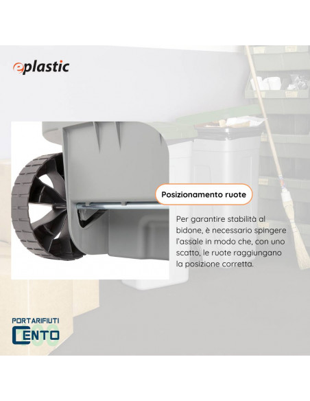 Bidone 100 litri bicolor con ruote per raccolta differenziata