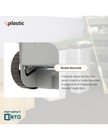 Bidone 100 litri bicolor con ruote per raccolta differenziata