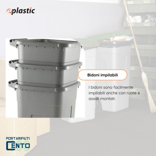 Bidone 100 litri bicolor con ruote per raccolta...