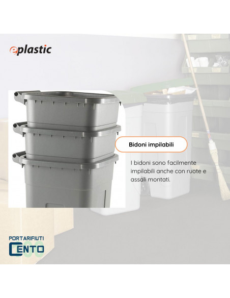 Bidone 100 litri bicolor con ruote per raccolta differenziata